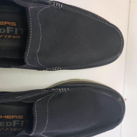 Skechers Mens Size 14 Black Relaxed Fit Memory Foam Textile Leather SN64365 - Picture 5 of 16
